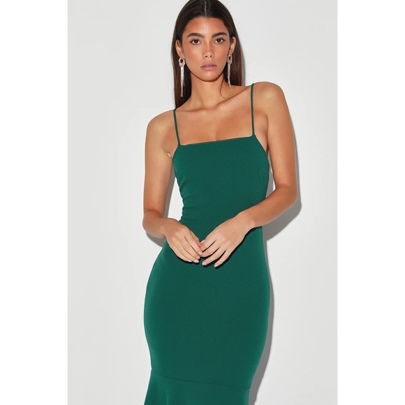 Lulus Tier and There Hunter Green Tiered Trumpet Hem Maxi Dress Size Large (L) - Picture 3 of 10